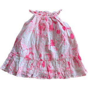 12-18M Baby Gap Pink and White Forest Creatures Print Dress